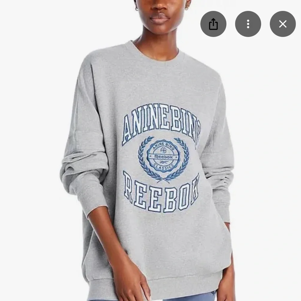 Anine Bing x Reebok Gray Sweatshirt with Blue Logo - Picture 4 of 6